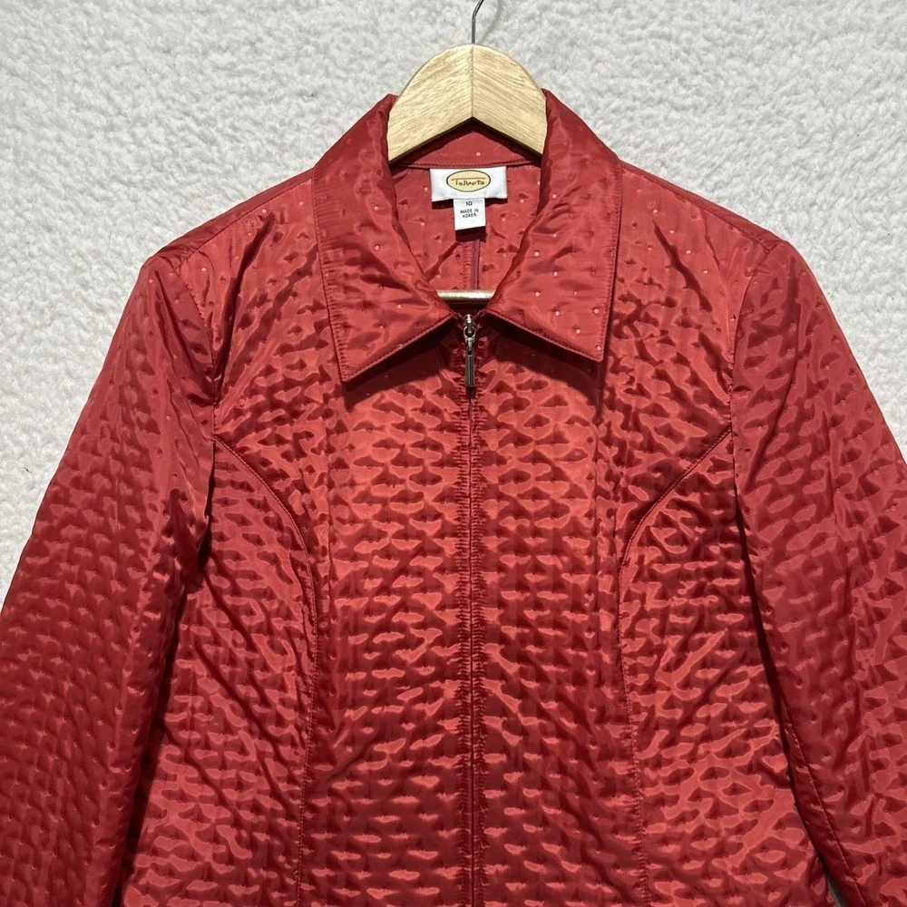Talbot's Women's Size‎ 10 Jacket Full Zip Blazer Red Quilted Polyester Coat